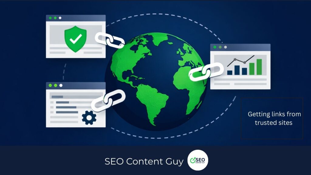 An imaging showing the important of getting quality and relevant backlinks from trusted websites