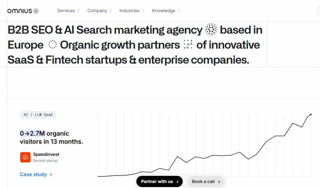 above the fold section of Omnius homepage